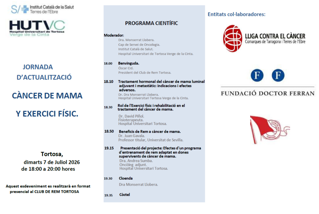 Jornada d’Actualització: Càncer de Mama i Exercici Físic al Club de Rem Tortosa